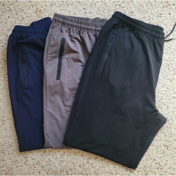 Mens 3XL Gym Track Pants with Zipper Pockets - 3 Pk Navy, Gray and Black NWOT - Picture 1 of 4